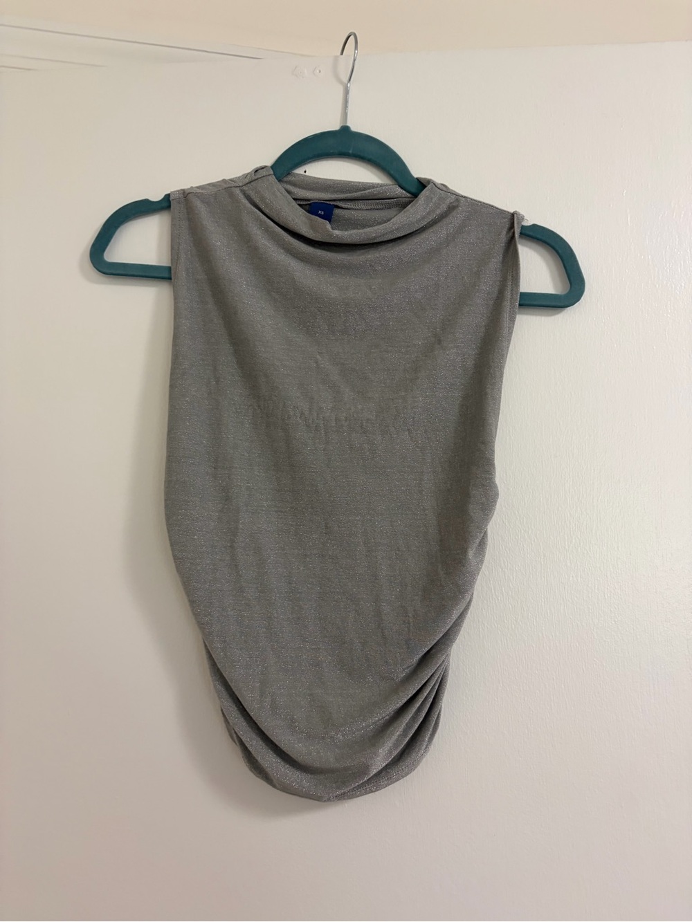 Sleeveless Metallic Gray Old Navy Rouched Tank Top